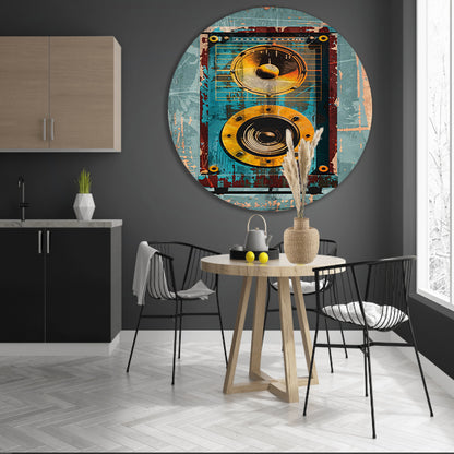 Vintage speaker met verweerde textuur forex muurcirkel