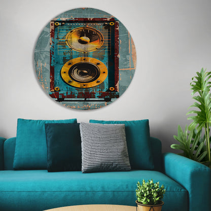 Vintage speaker met verweerde textuur forex muurcirkel