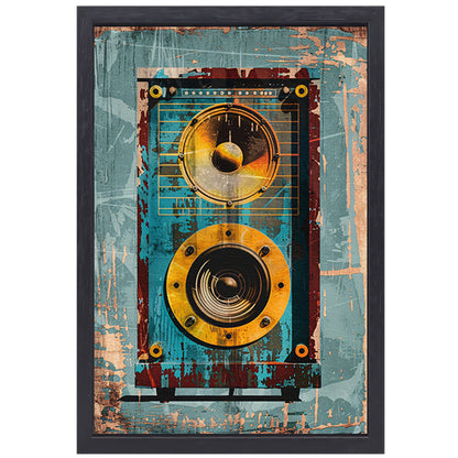 Vintage speaker met verweerde textuur canvas met baklijst