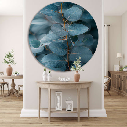 Minimalistische Weergave van Blauwe Eucalyptus Bladeren forex muurcirkel