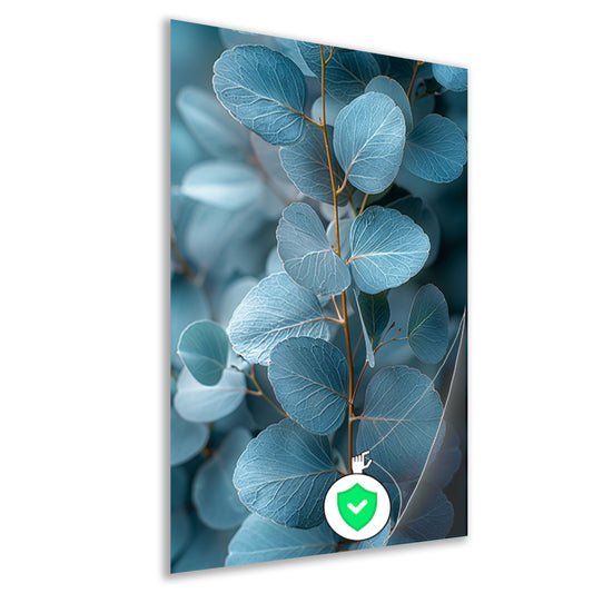 Minimalistische Weergave van Blauwe Eucalyptus Bladeren poster