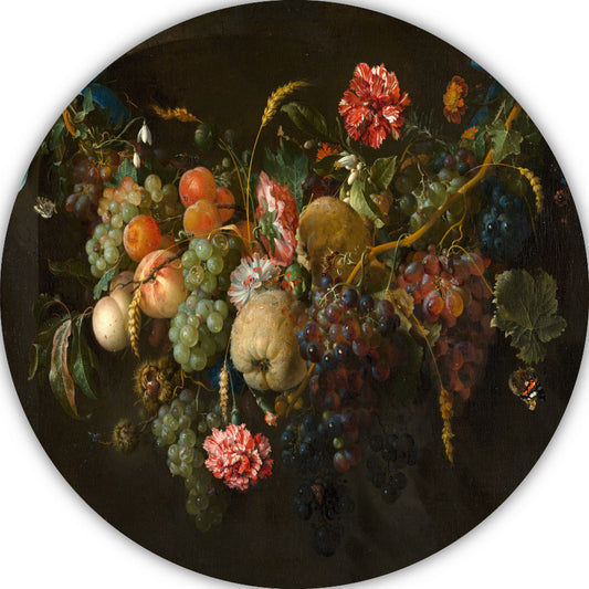 Guirlande van vruchten en bloemen - Jan Davidsz. de Heem aluminium muurcirkel