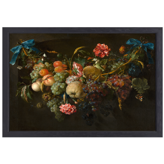 Guirlande van vruchten en bloemen - Jan Davidsz. de Heem canvas met baklijst