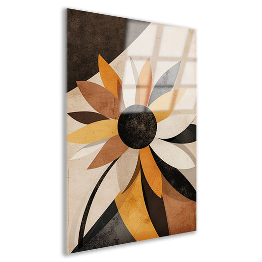Abstracte Sepia Zonnebloem Geometrisch Ontwerp acrylglas