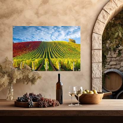 Herfstpanorama van kleurrijke wijngaarden tuinposter