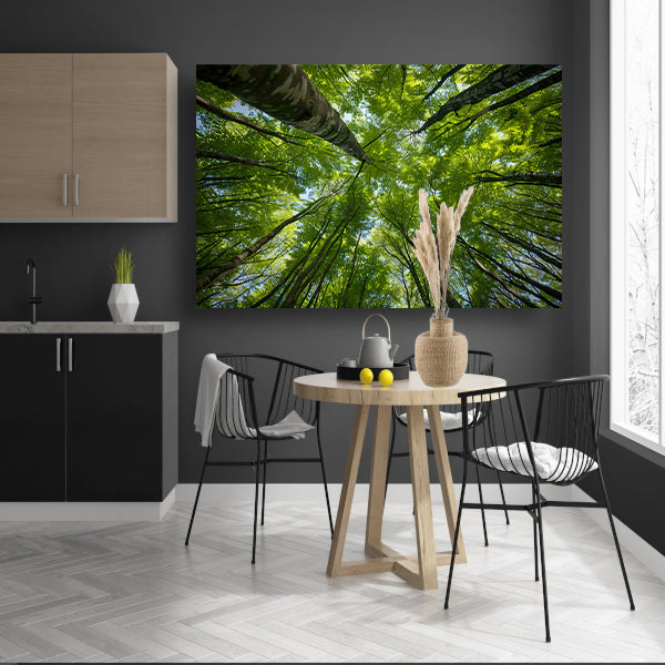 Bomen reiken naar de groene hemel canvas