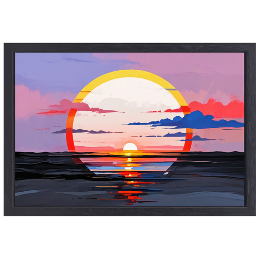 Reflectie van Zonsondergang in Abstract Water canvas met baklijst