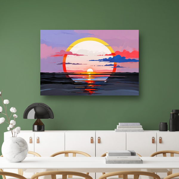 Reflectie van Zonsondergang in Abstract Water poster