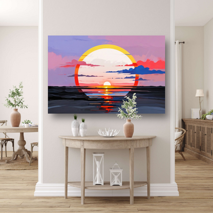 Reflectie van Zonsondergang in Abstract Water poster