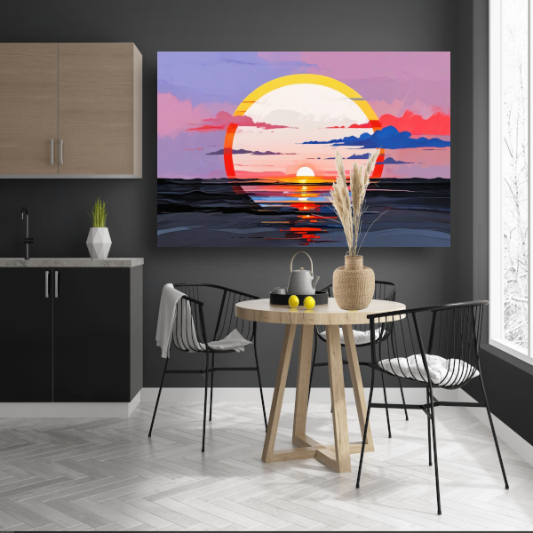Reflectie van Zonsondergang in Abstract Water poster