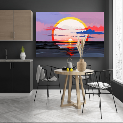 Reflectie van Zonsondergang in Abstract Water poster