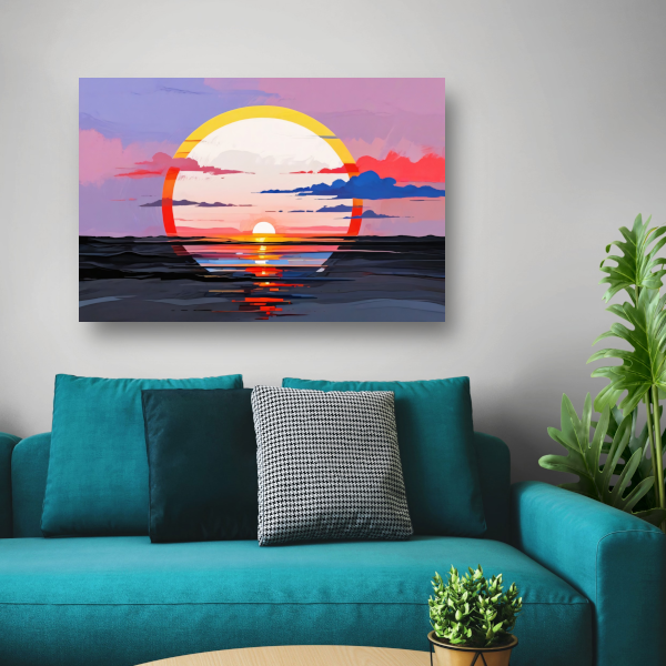 Reflectie van Zonsondergang in Abstract Water poster