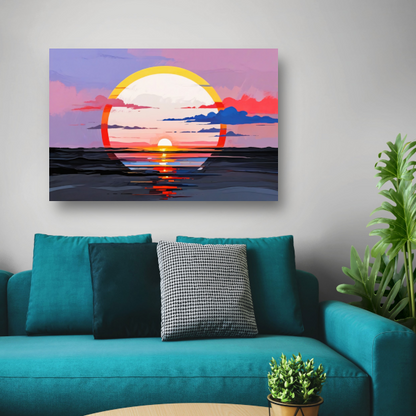 Reflectie van Zonsondergang in Abstract Water poster