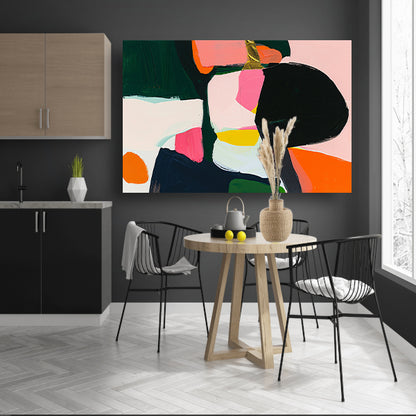 Kleurrijk abstract schilderij met dynamische vormen poster
