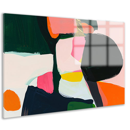 Kleurrijk abstract schilderij met dynamische vormen acrylglas