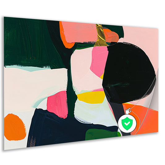 Kleurrijk abstract schilderij met dynamische vormen poster