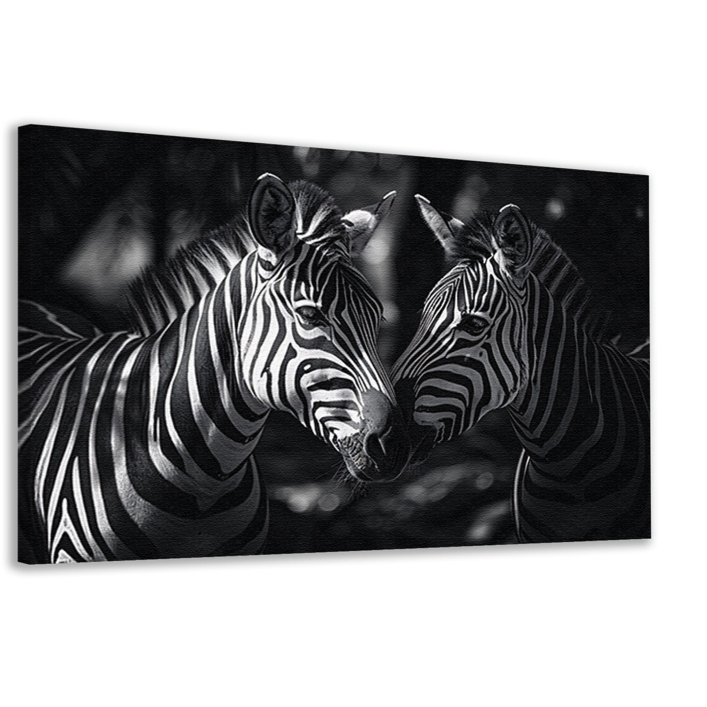 Twee zebras in zwart-wit bosfoto canvas