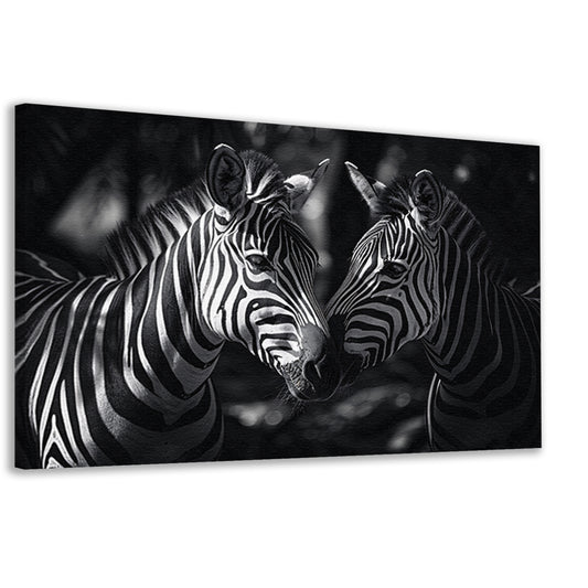 Twee zebras in zwart-wit bosfoto canvas