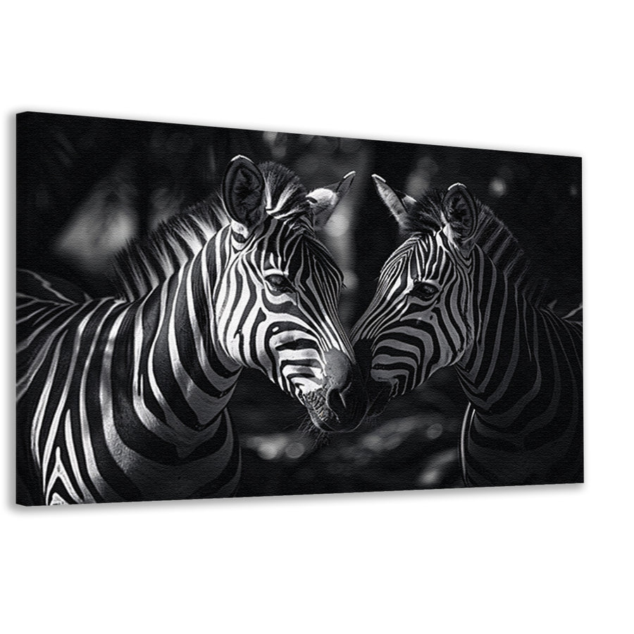 Twee zebras in zwart-wit bosfoto canvas