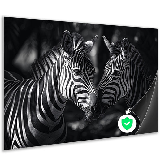 Twee zebras in zwart-wit bosfoto poster