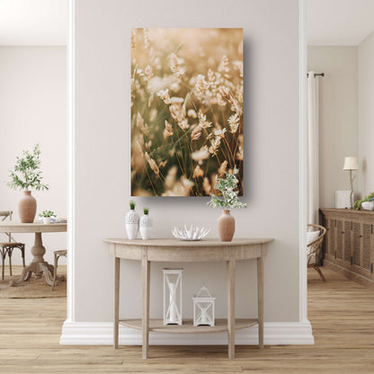 Beige Bloemen in het Veld canvas