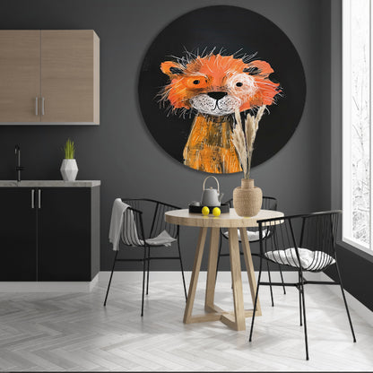 Expressief schilderij van een leeuw aluminium muurcirkel