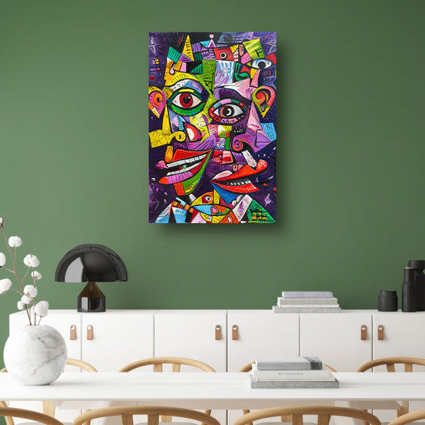 Abstract Kleurrijk Portret canvas met baklijst