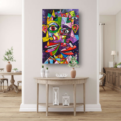 Abstract Kleurrijk Portret canvas met baklijst