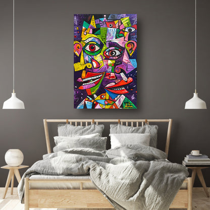 Abstract Kleurrijk Portret canvas met baklijst