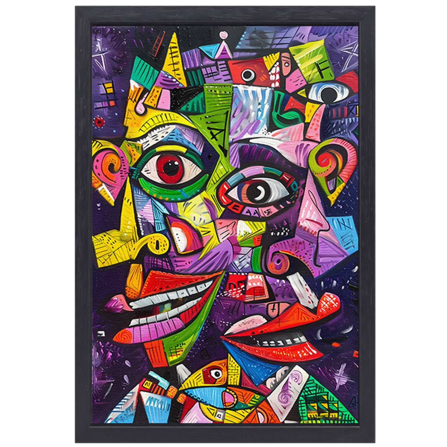 Abstract Kleurrijk Portret canvas met baklijst