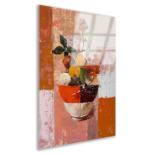 Abstract stilleven met fruit en bloemen acrylglas