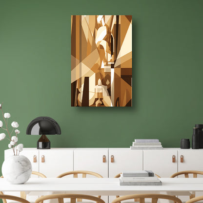 Kubistische Abstractie in Monochrome Tinten canvas met baklijst
