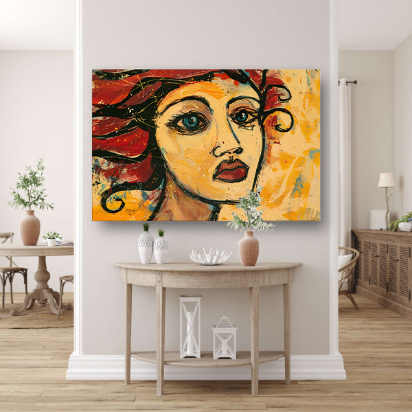 Expressief, surrealistisch portret van een vrouw canvas