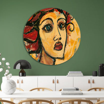 Expressief, surrealistisch portret van een vrouw forex muurcirkel
