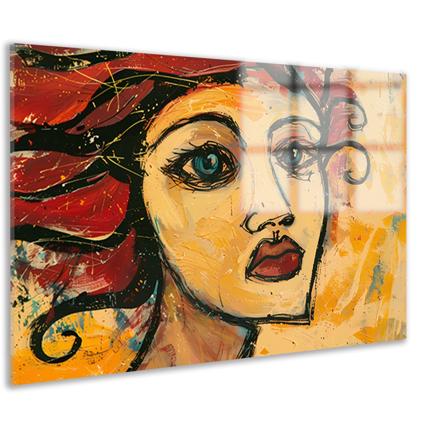 Expressief, surrealistisch portret van een vrouw acrylglas