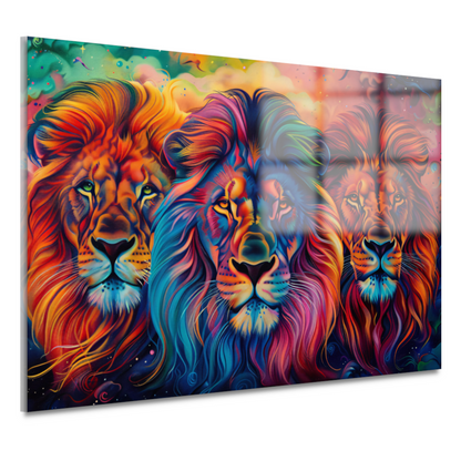 Koninklijke Trots: Drie Leeuwen in de Savanne acrylglas