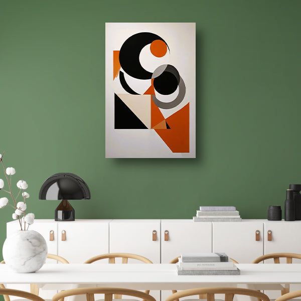 Contrastrijke Abstractie in Oranje, Zwart en Grijs canvas