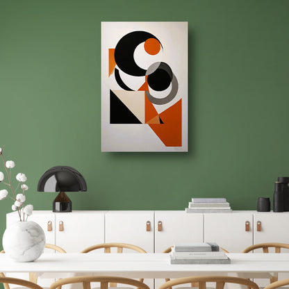 Contrastrijke Abstractie in Oranje, Zwart en Grijs canvas