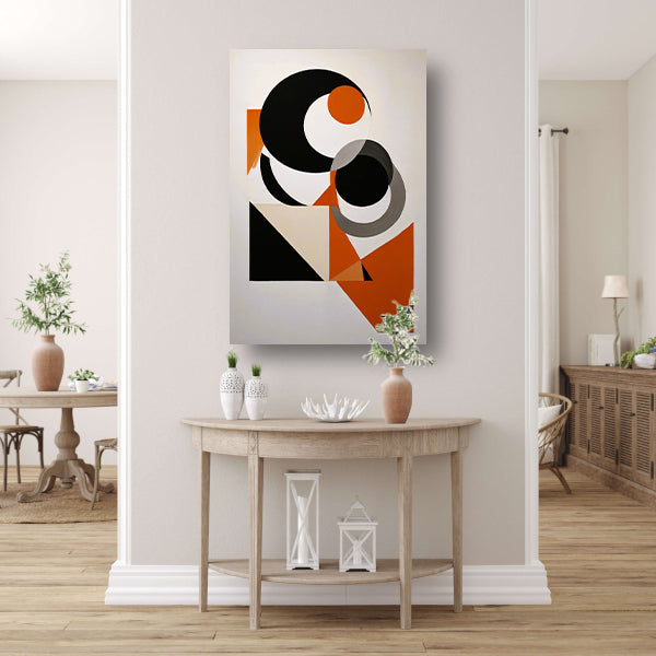 Contrastrijke Abstractie in Oranje, Zwart en Grijs canvas