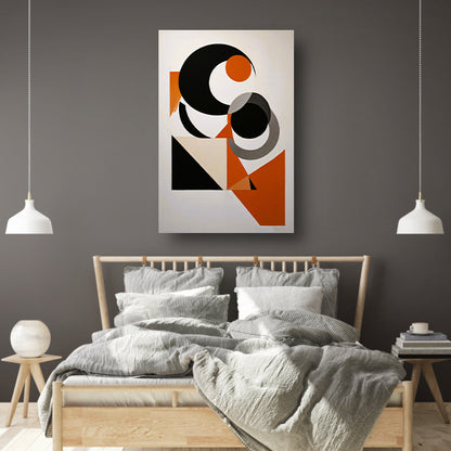 Contrastrijke Abstractie in Oranje, Zwart en Grijs canvas