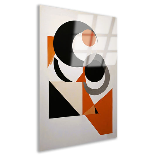 Contrastrijke Abstractie in Oranje, Zwart en Grijs acrylglas