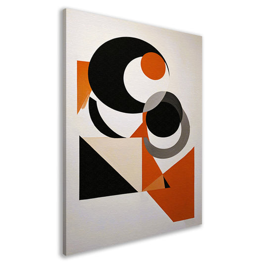 Contrastrijke Abstractie in Oranje, Zwart en Grijs canvas