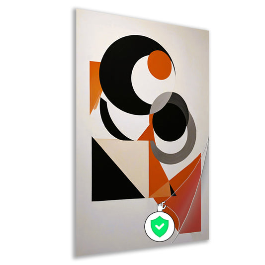 Contrastrijke Abstractie in Oranje, Zwart en Grijs poster