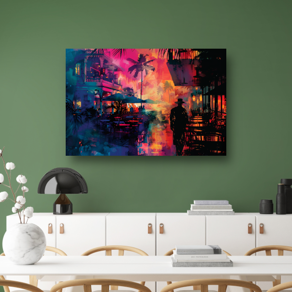 Tropische Avond en Silhouetten tegen Zonsondergang acrylglas
