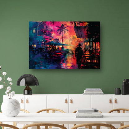 Tropische Avond en Silhouetten tegen Zonsondergang acrylglas