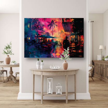 Tropische Avond en Silhouetten tegen Zonsondergang acrylglas