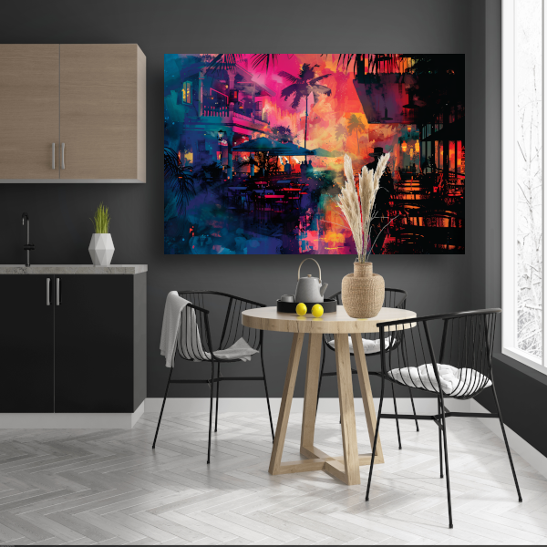 Tropische Avond en Silhouetten tegen Zonsondergang acrylglas