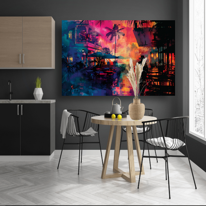 Tropische Avond en Silhouetten tegen Zonsondergang acrylglas