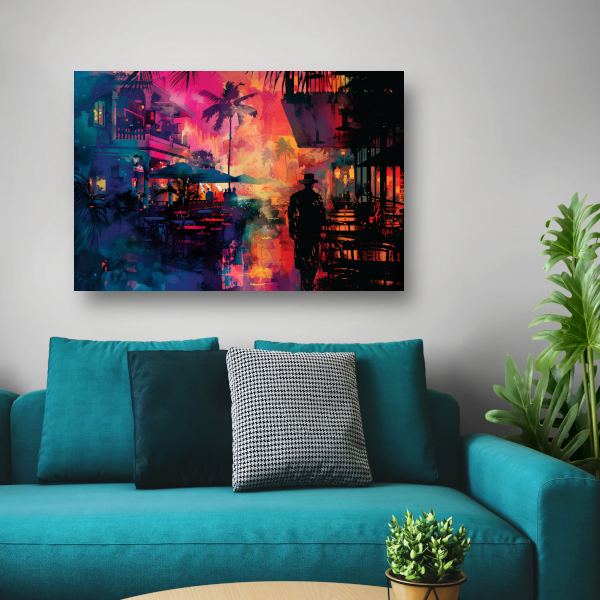 Tropische Avond en Silhouetten tegen Zonsondergang acrylglas