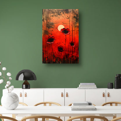 Abstracte bloemen met levendige kleuren canvas